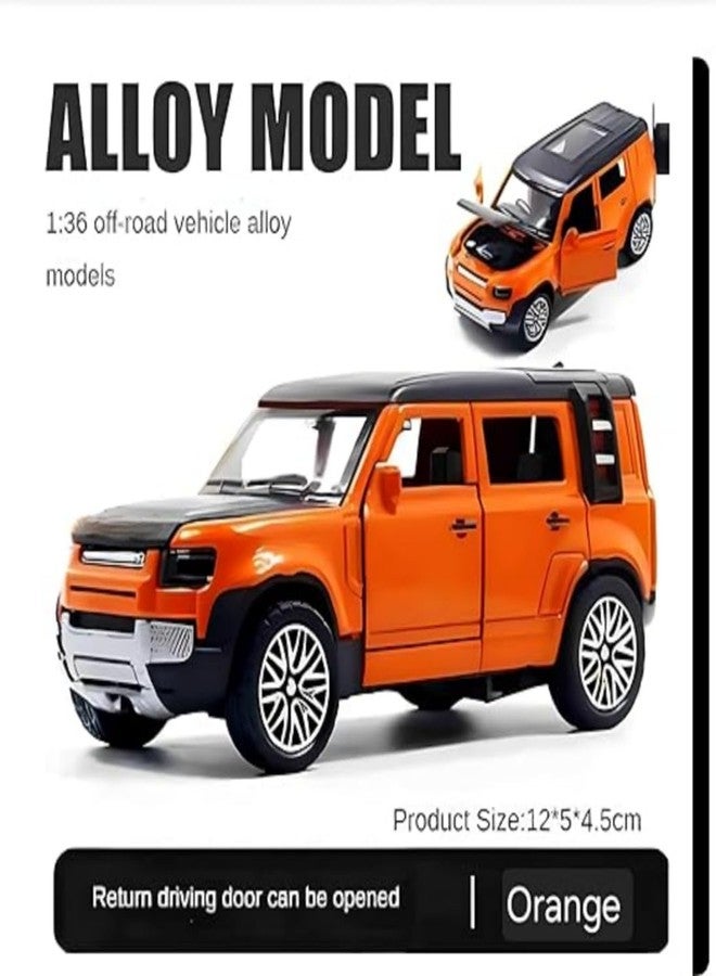 RUHANI Metal Range Rover Defender 1:32 Scale Model Car Exclusive Alloy Metal Pull Back Die Cast Metal Car with Openable Doors for Kids (Orange) - Image 3